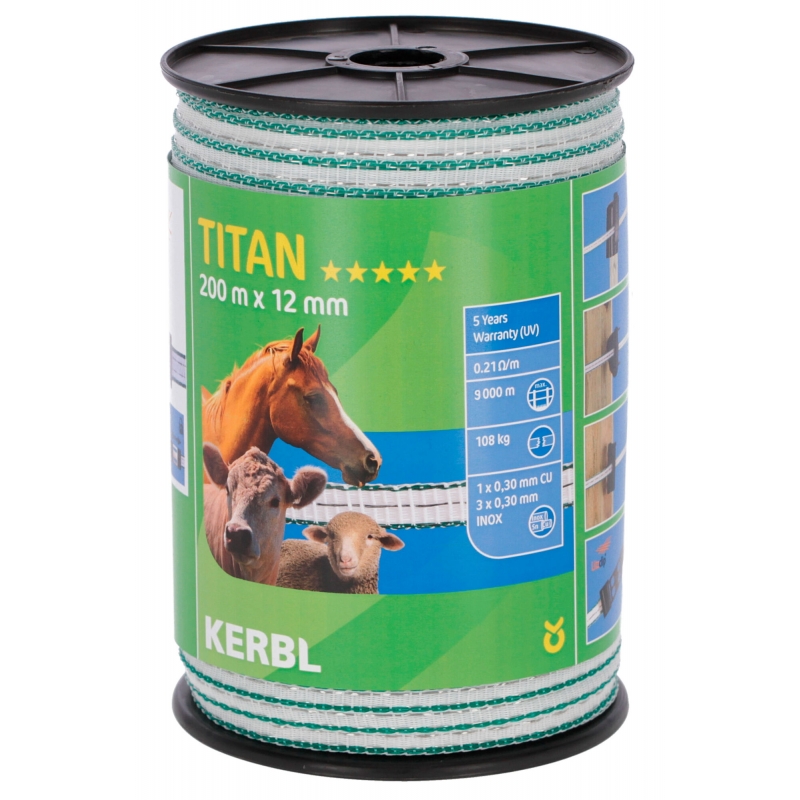 Ruban Titan Classe blanc-vert 12mm 200m - 445501