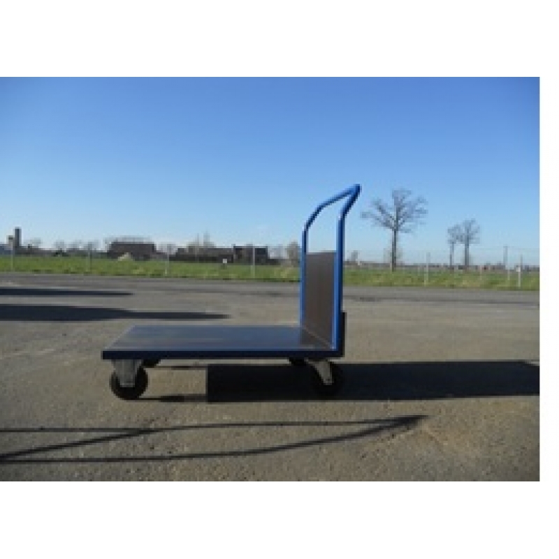 platformwagen/ plateauwagen et 1 duwbeugel en gesloten achterrug  60*100cm draagvermogen 500kg - PLAT-PW02
