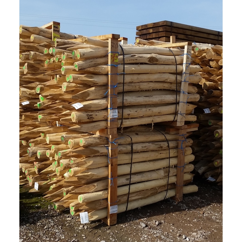 Acacia paal Robinia paal weidepaal gepunt voor tuin en dier - Hoogte 1,8M - Diameter 10-12CM - mooie uitgesorteerde geschilde palen - ACA-P-H180-DIA10-12CM
