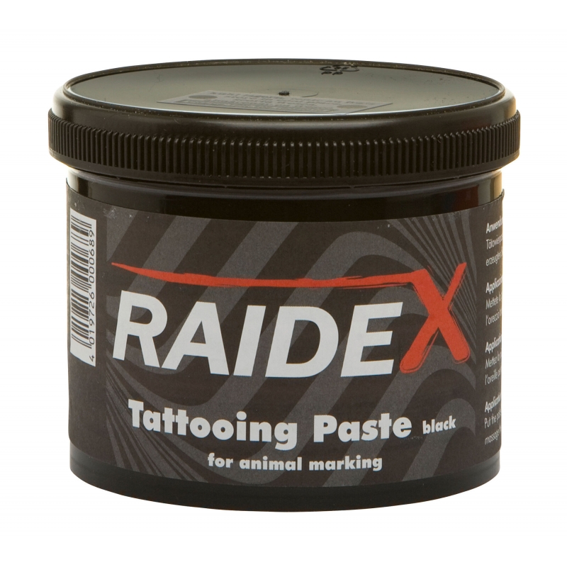 Tatoe&euml;erverf zwart, 600g-pot, orig. Raidex - 1916