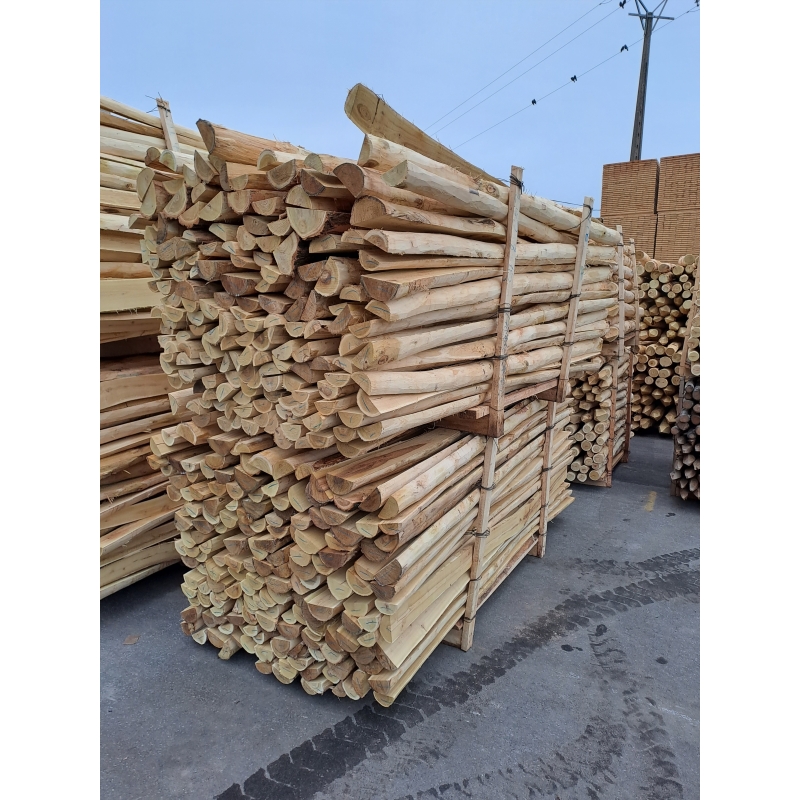 Acacia paal halfrond voor tuin en dier - Hoogte 2,5M - Diameter 8-10CM - mooie uitgesorteerde geschilde palen - AGRODIEREN - ACA-PH-H250-DIA8-10CM