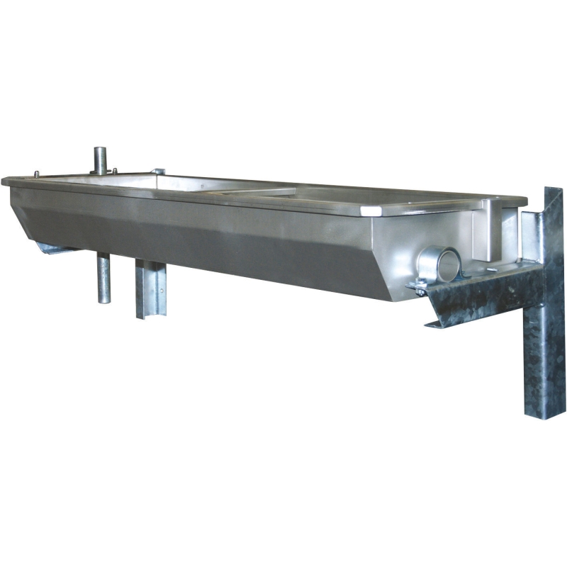 Rvs kanteldrinkbak 2,0m, voor wandmontage - 221022
