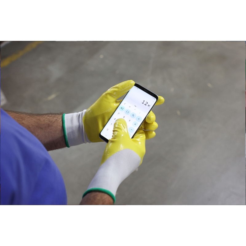 298052 - Gants Flexline en nitrile, jaune/blanc, T. 8 - KERBL - Agrodieren.be - 298052