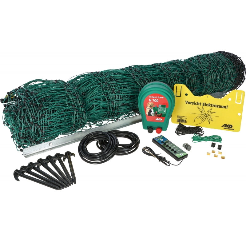 441155 - Pluimveenet-set 50 m, groen incl. 230 V-app. + acc. - KERBL - Agrodieren.be - 441155