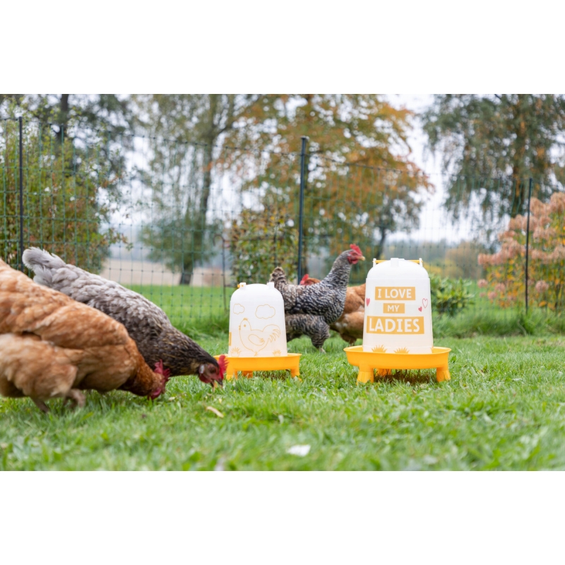 70167 - Abreuvoir plastique 5 l, avec pieds, orange et motifs - KERBL - Agrodieren.be - 70167