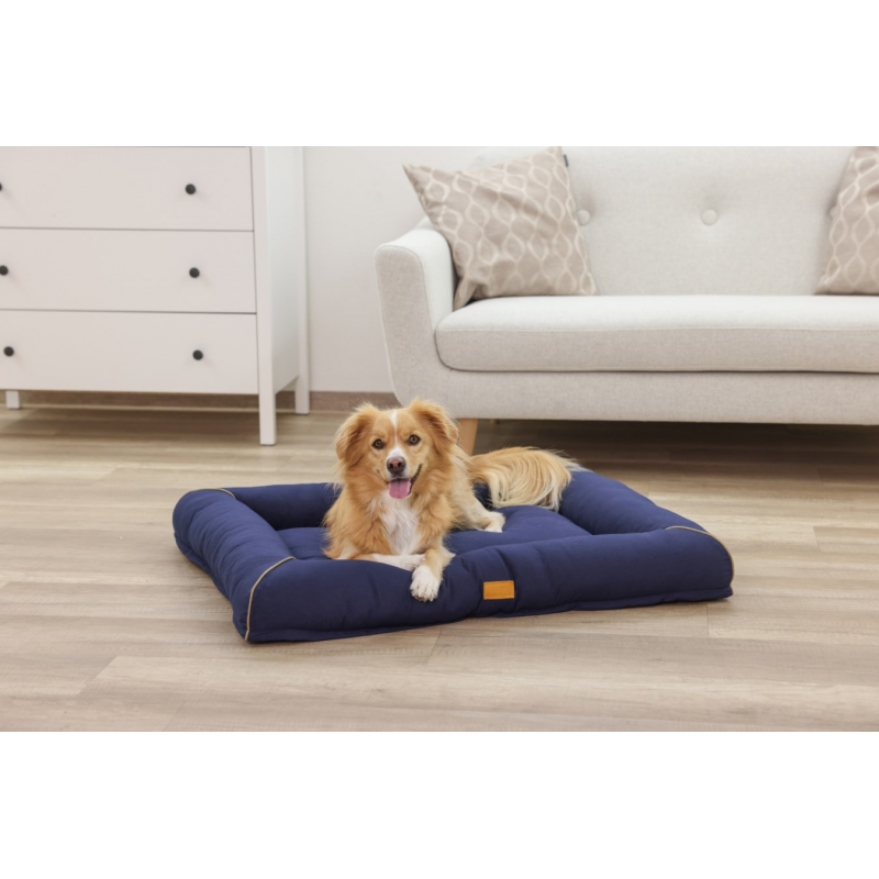 80453 - Knuffelbed Jerome, donkerbl./cognac, 75x60x10 cm - KERBL - Agrodieren.be - 80453
