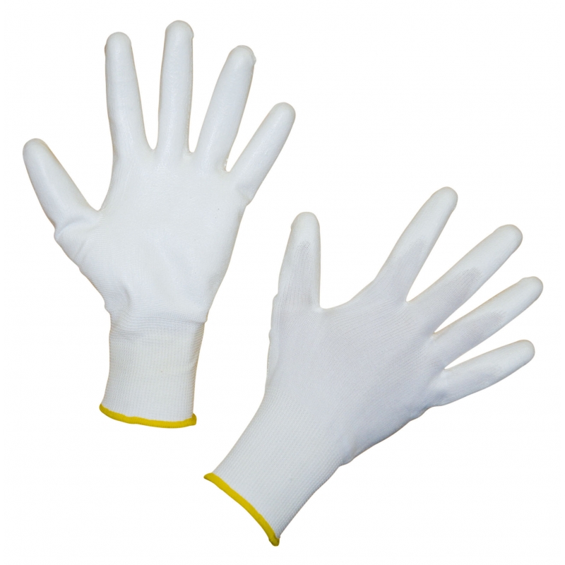 PU-handschoen Gnitter maat 8 fijngebreid van polyester, wit - 297362