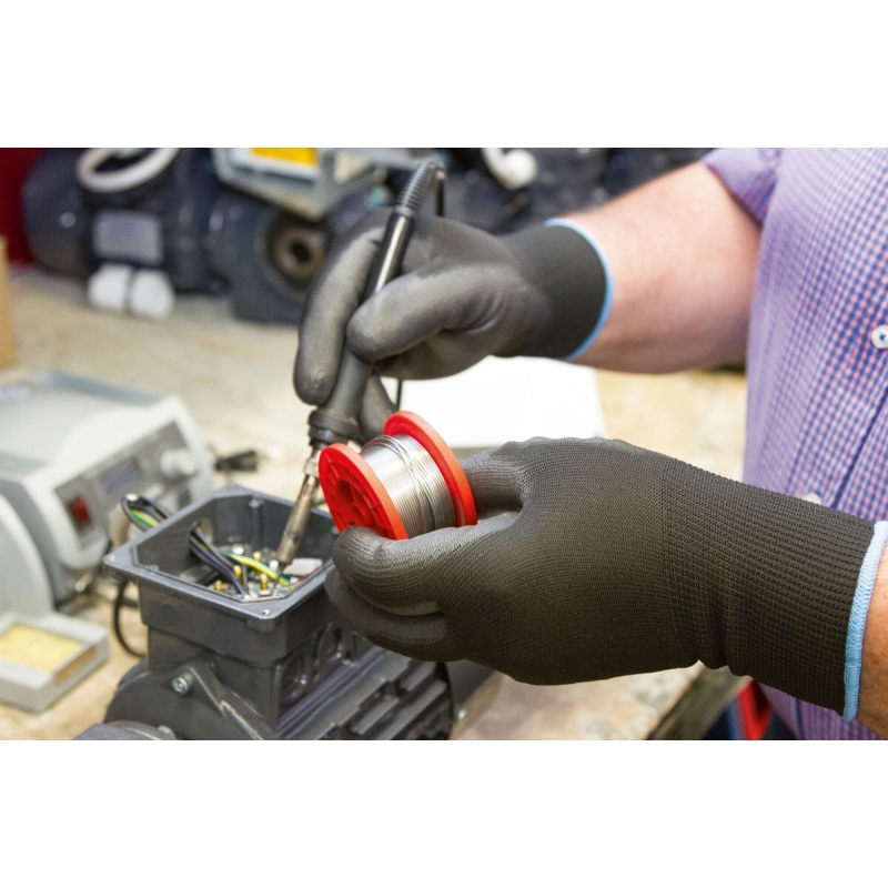 PU-handschoen Gnitter black fijngebreide handsch., maat 11 - 297765