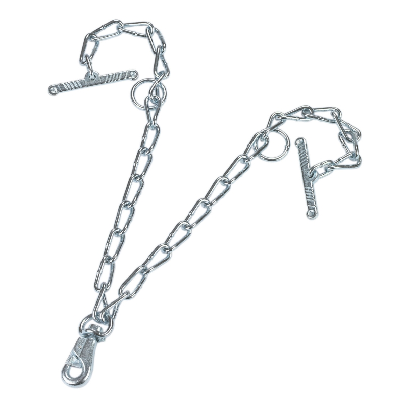 Cha&icirc;ne double 70cm avec mousqueton attache maillon 6mm - 12505