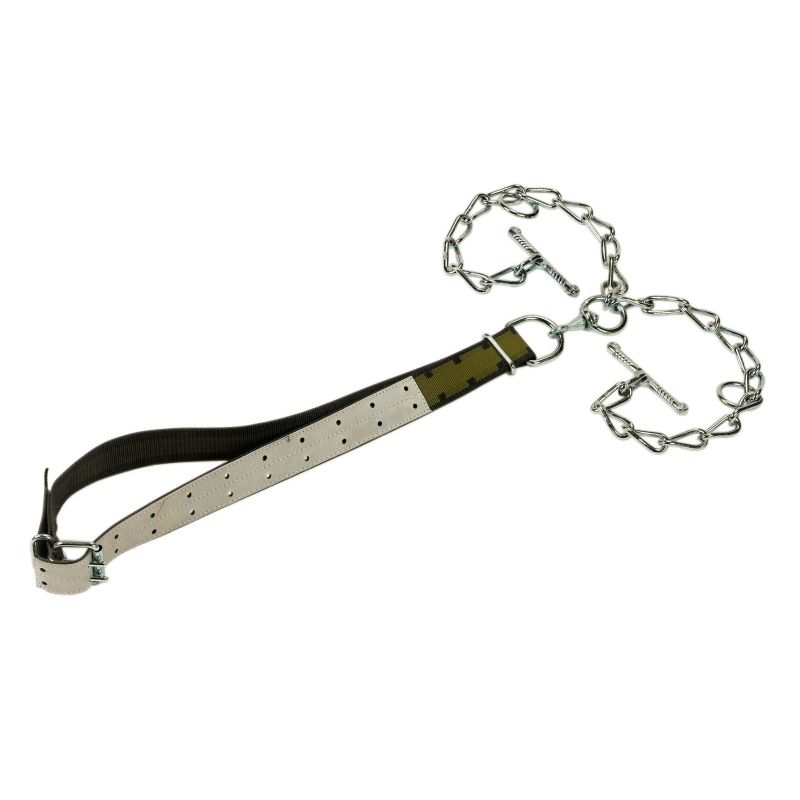 Trevira-aanlijning,compl.150cm m. 7mm-ketting, draaiw.+D-ring - 12520