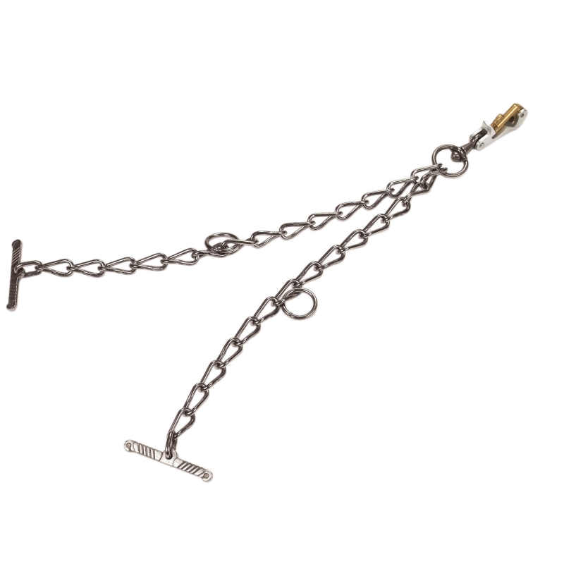 Cha&icirc;ne double 82cm avec mousqueton attache maillon 6mm - 12528