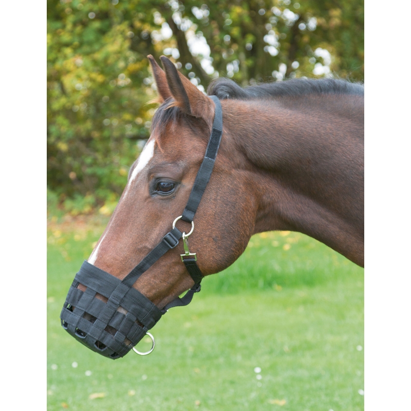 Muilkorf/eetrem nylon, - zwart, pony - 321625
