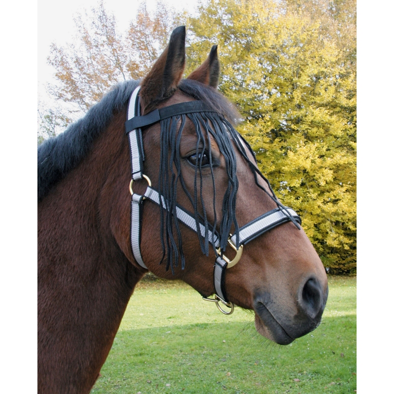 Vliegen-franjeband met Velcro sluiting, zwart, pony - 321890