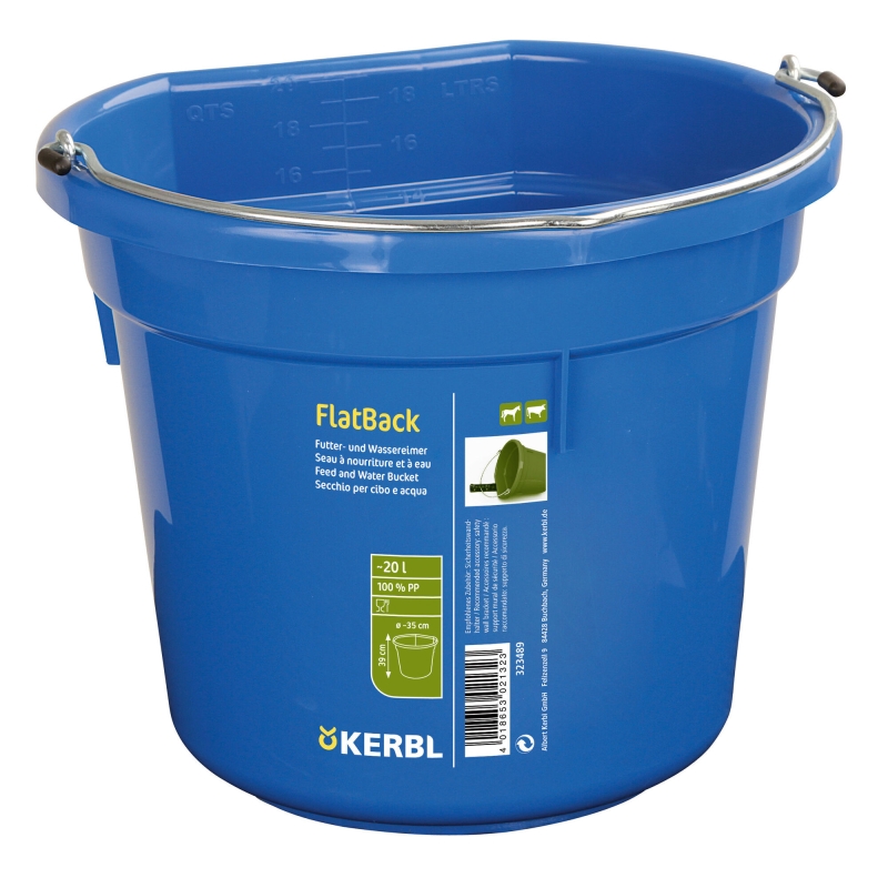 Voeder- en wateremmer FlatBack ca. 20 l, blauw - 323489