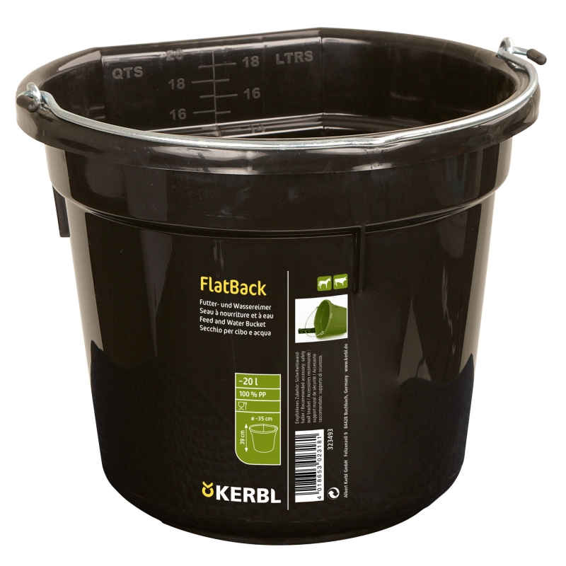 Voeder- en wateremmer FlatBack ca. 20 l, zwart - 323493