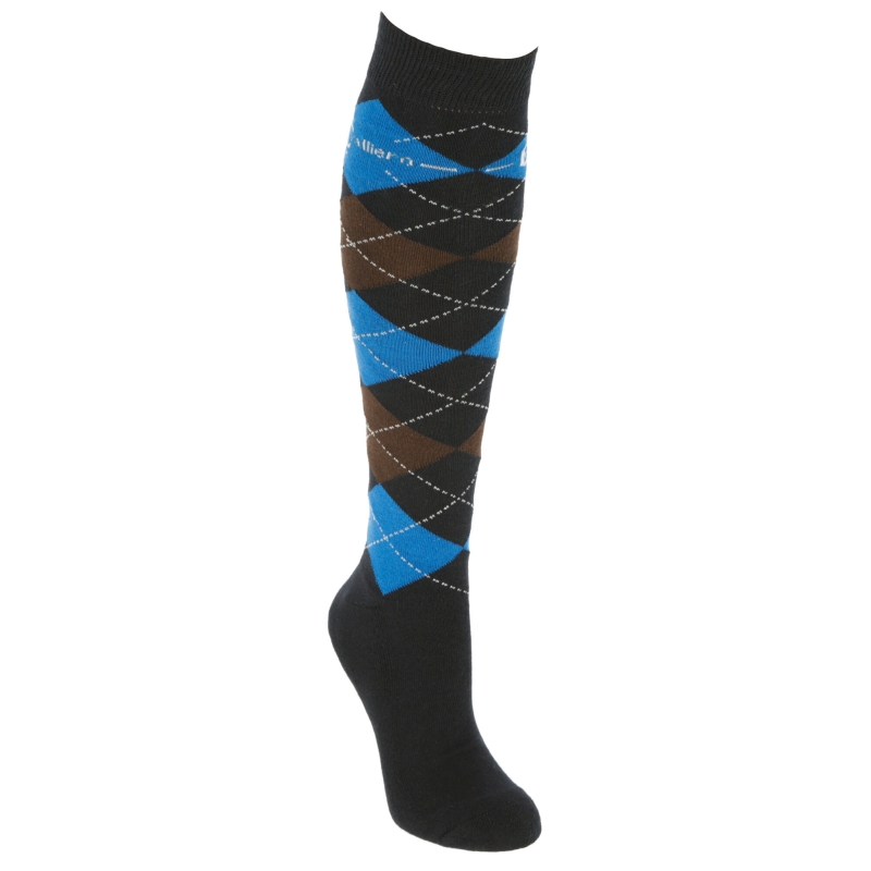 Covall. paardrijkousen Brescia - darkblue geruit, maat 34-36 - 324210