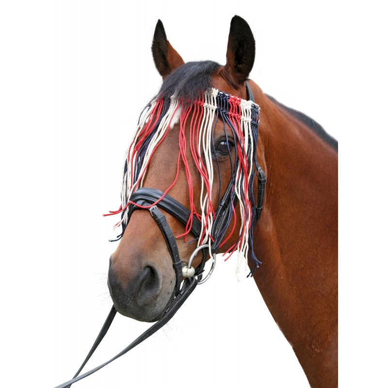 Vliegen-franjeband - (rood/blauw/wit), pony - 32652