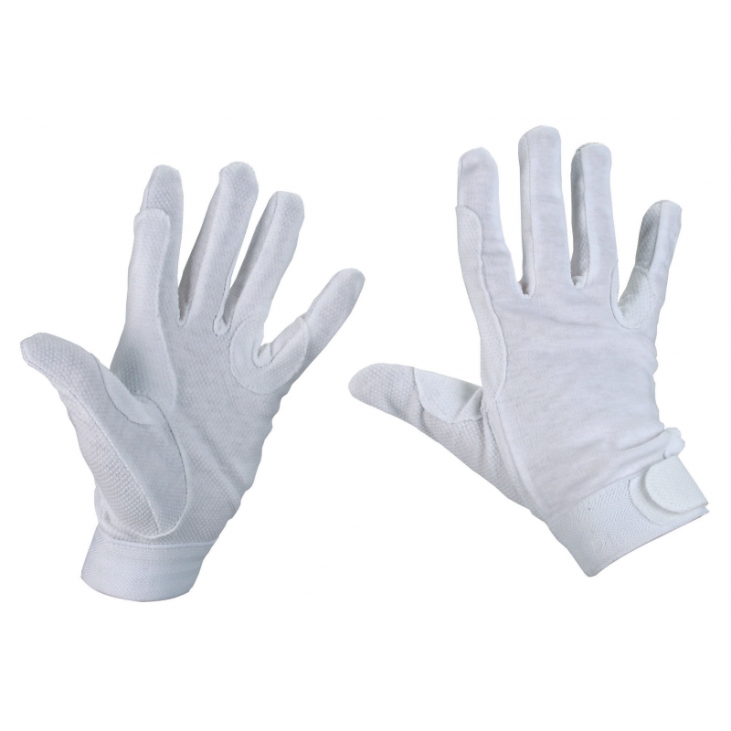 Paardrijhandschoen katoen - Jersey, maat XS wit - 32656