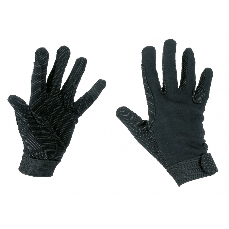 Gants &eacute;quitation coton Jersey noir T.XS - 32658