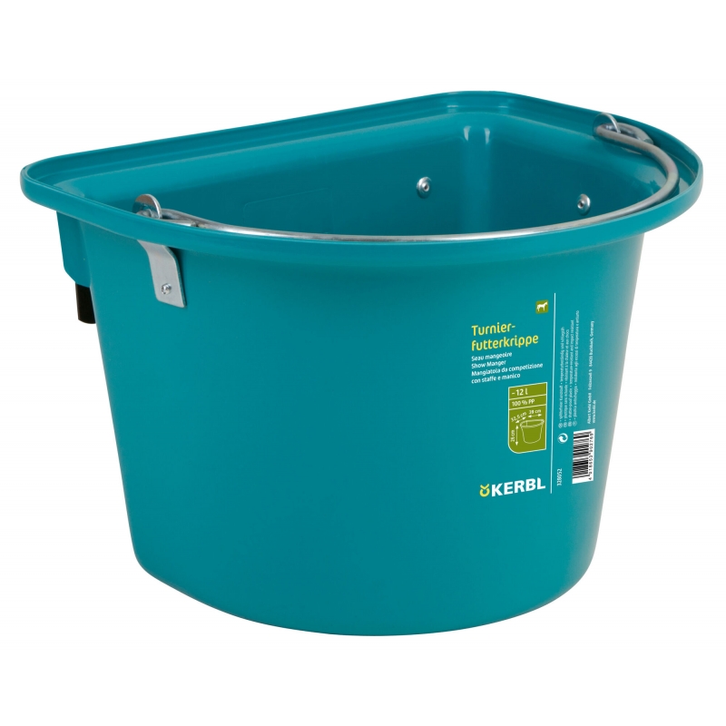 Seau mangeoire plastique 12l, avec anse, aquamarin - 328052