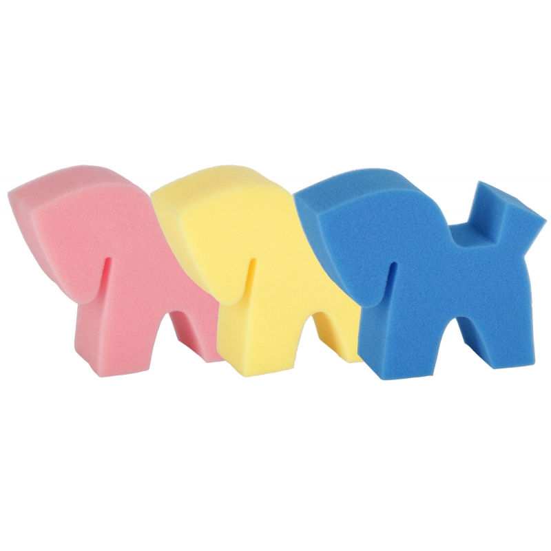 Reinigingsspons Flecki paardenvorm geel/roze/blauw - 328297