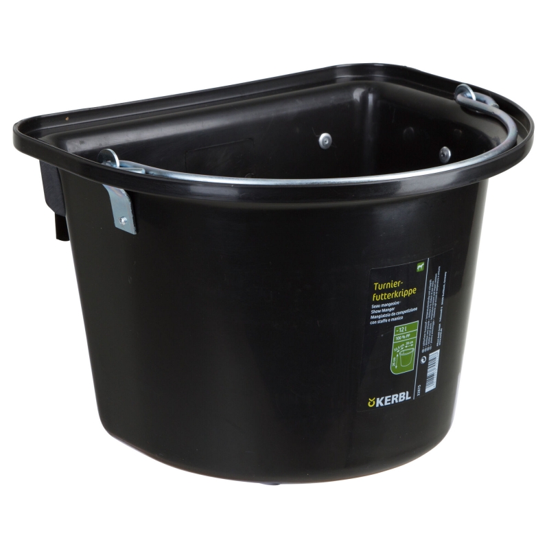 Seau mangeoire plastique 12l, avec anse, noir - 32875
