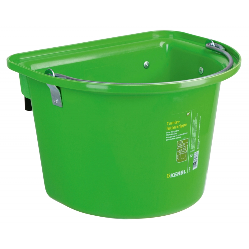 Seau mangeoire plastique 12l, avec anse, vert clair - 32876
