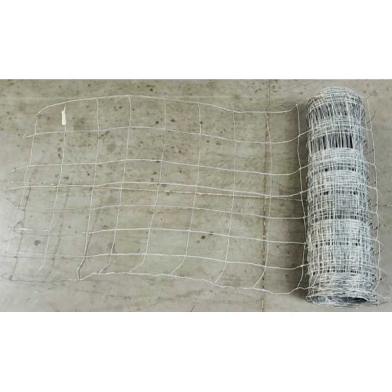 Schapendraad Ursusdraad 80/8/15 , 50 Meter per rol, geknoopte draad - 2,4 mm draaddikte bovendraad en onderdraad - 1,9 mm draaddikte tussendraden - 8 horziontale draden - URSUS-80-8-15-50M-MR