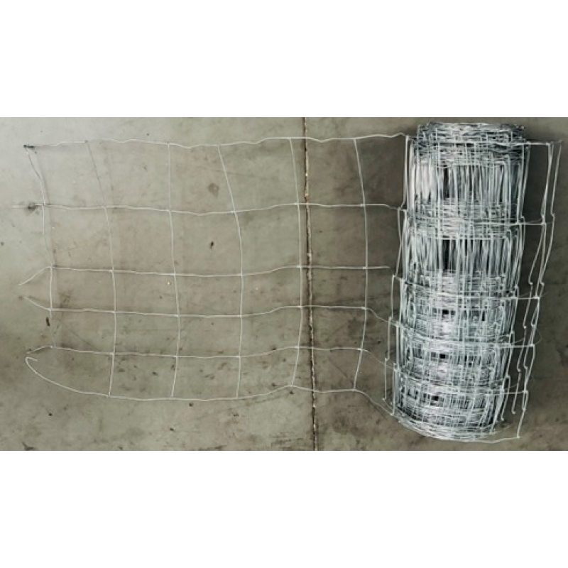 Schapendraad Ursusdraad 60/6/15 , 50 Meter per rol, roestvrij geknoopte draad - 2,4 mm draaddikte bovendraad en onderdraad - 1,9 mm draaddikte tussendraden - 6 horziontale draden - URSUS-60-6-15-50M-MR