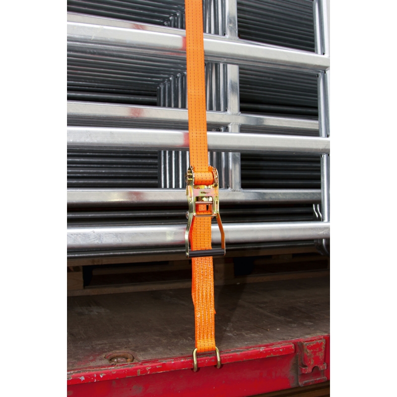 Ratelsjorband tweedelig oranje 50mm/8m, 4000 kg, klauwhaak - 37143