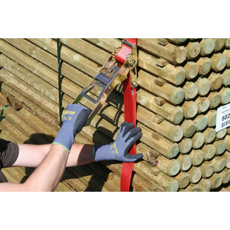 Sjorband 2dlg rood 8m/50mmERGO 2500/5000kg rat. m.lange hend. - 37173