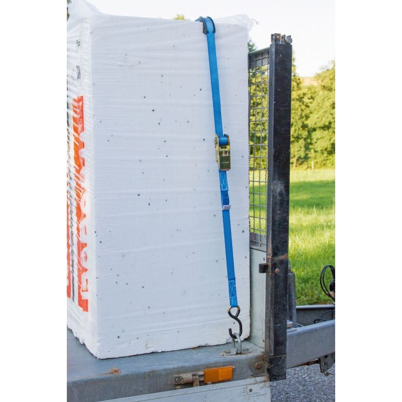 Sjorband, tweedlg., 4 m met ratel, m. pvc S-haak, 800kg - 3762