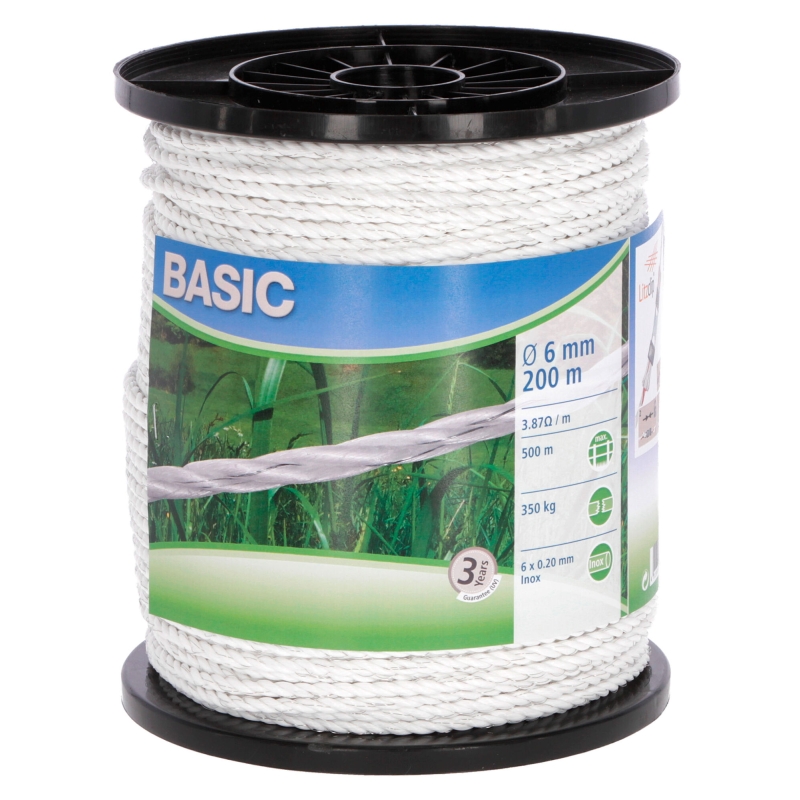 Basic Classe, PE-koord, 6mm 200m, 6x0,20 Niro, wit - 441500