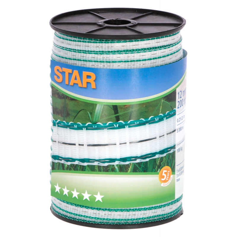 Ruban Star Classe blanc-vert 12mm 200m - 441501