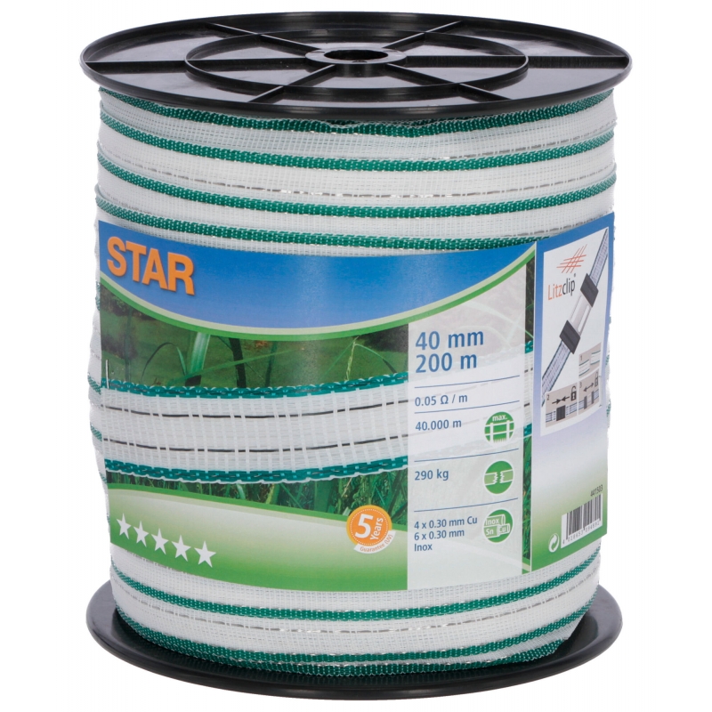 Ruban Star Classe blanc-vert 40mm 200m - 441503