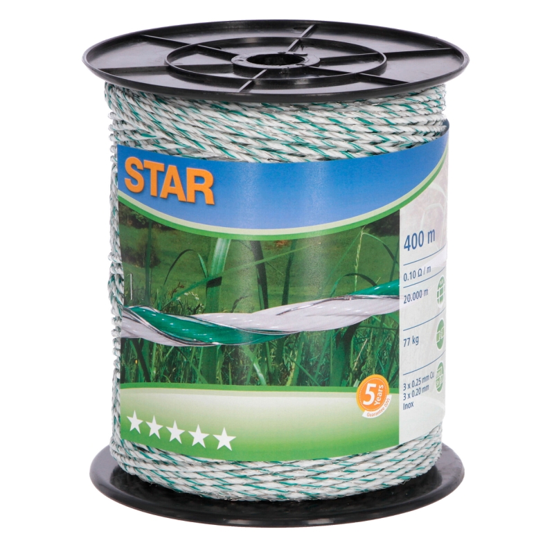 Star schrikdraadkoord 400m,wi/gr. 3x Cu 0,25 + 3x Ni 0,20 - 44528