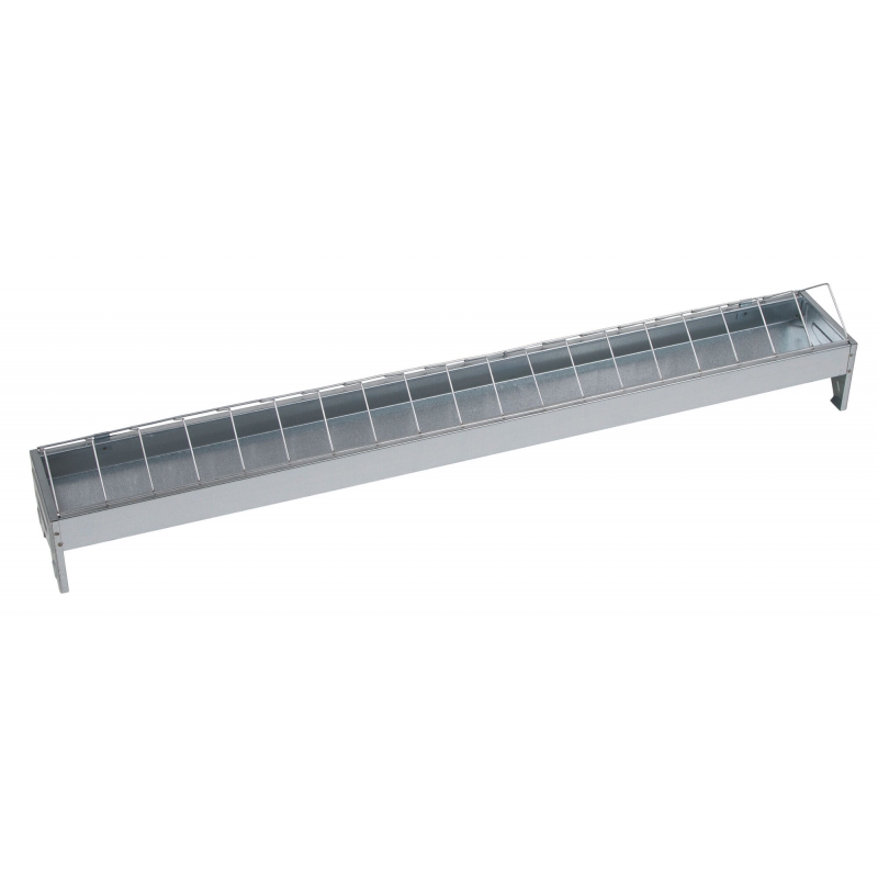 Voedertrog verzinkt, L: 100cm B: 10 cm, voor kippen - 71303
