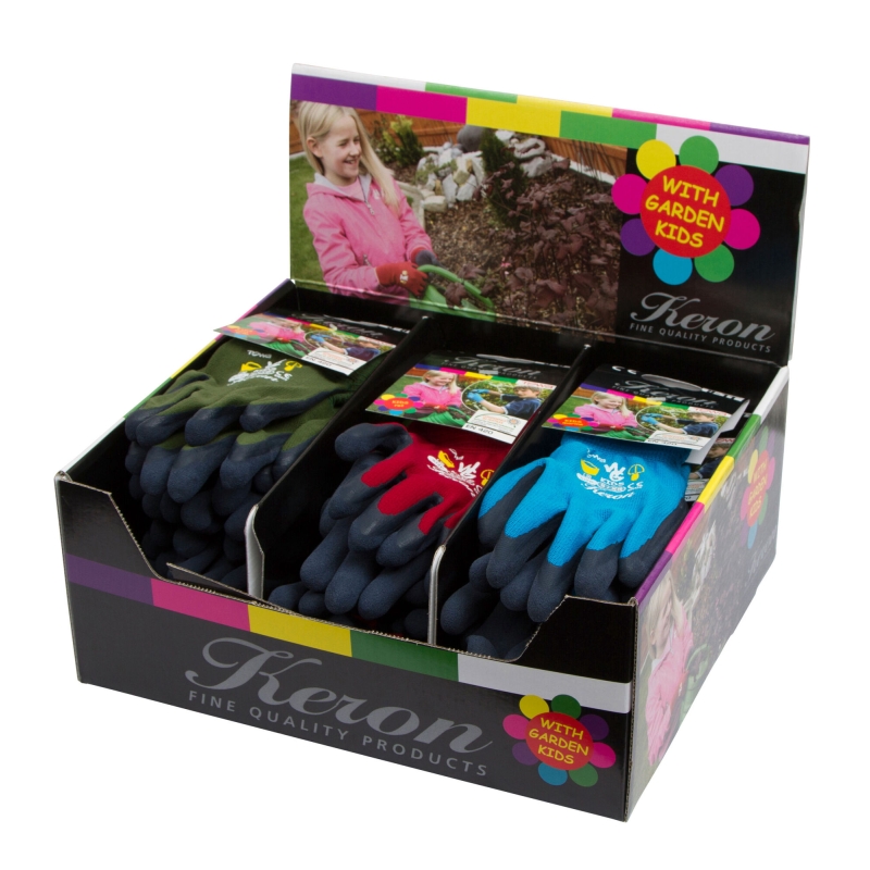 Display kinderhandschoenen per 6 paar rood, pink, marine - 29739
