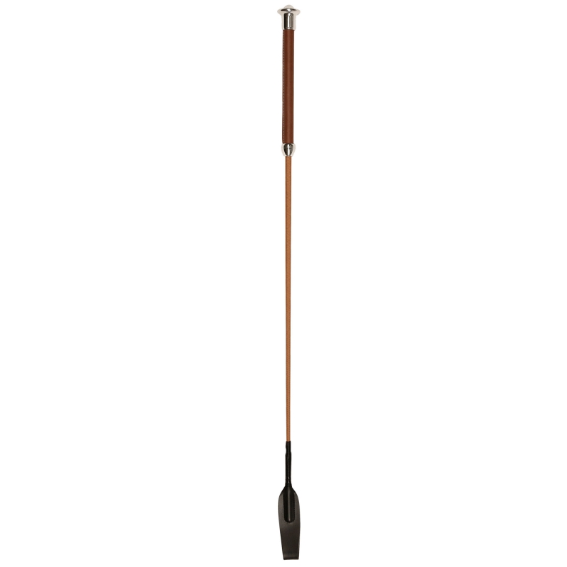 Springzweep cognac, 65 cm met lederen greep, met flap - 320106