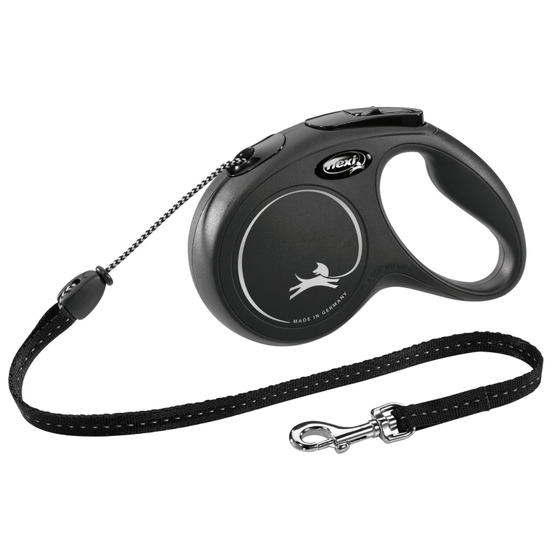 flexi lijn Classic M, 5 m, koord, tot 20kg zwart - 80281