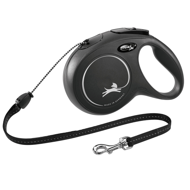flexi lijn Classic M, 8 m, koord, tot 20kg zwart - 80284
