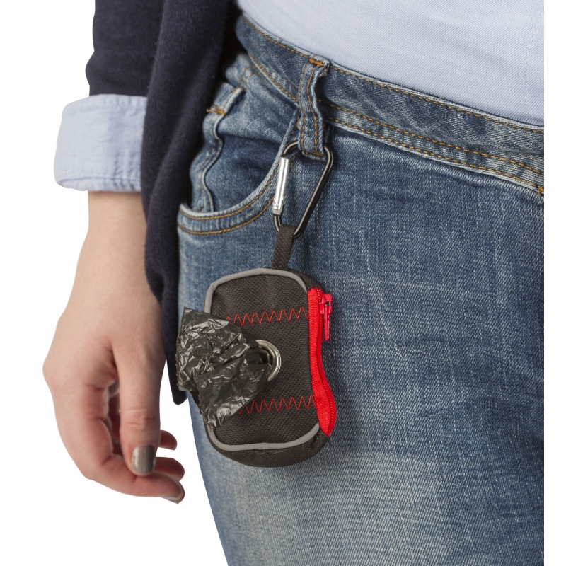 Sac pour sachets &agrave; d&eacute;jections noir-rouge, 8x5,5x4cm - 80820