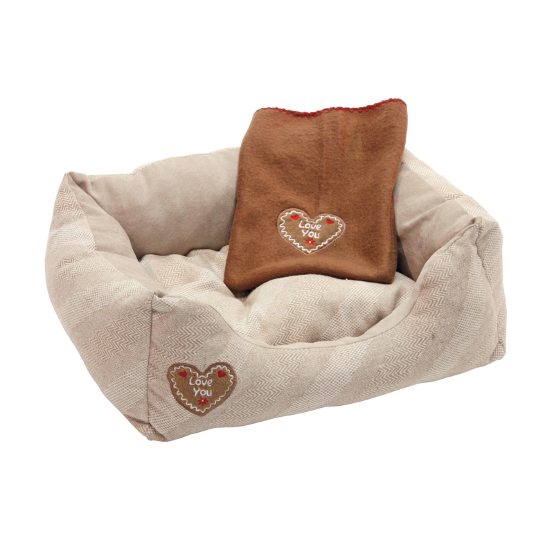 Knuffelbed LOVE YOU, beige 47x37x17cm - 50x40cm - 81231