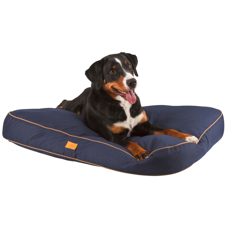 Coussin Jerome, navy-cognac, 60x40x6cm - 81312