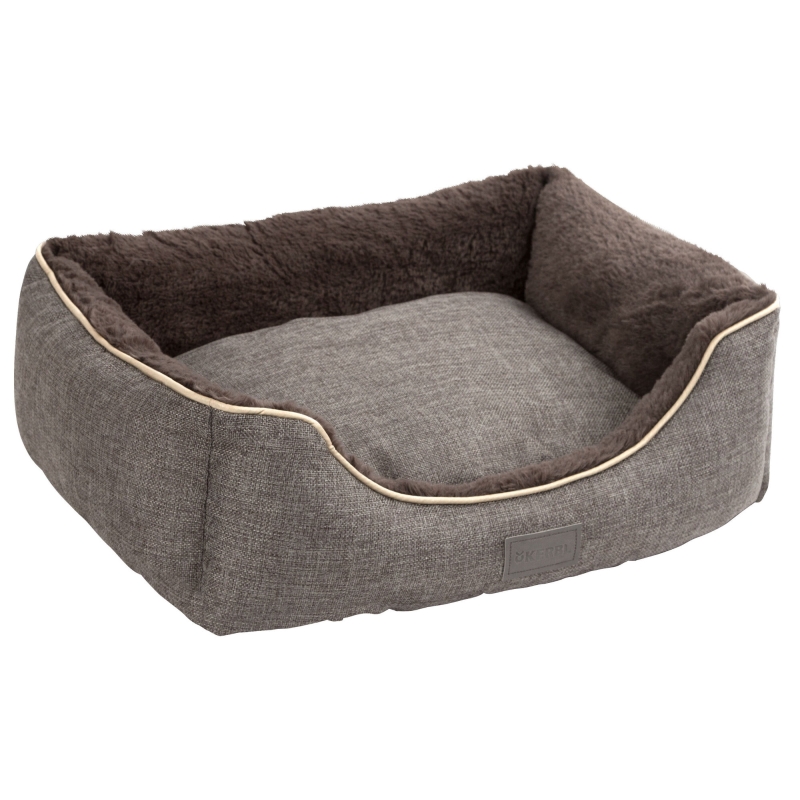 Knuffelbed Samuel, zilver-donkerbruin, 60x50x17cm - 81316
