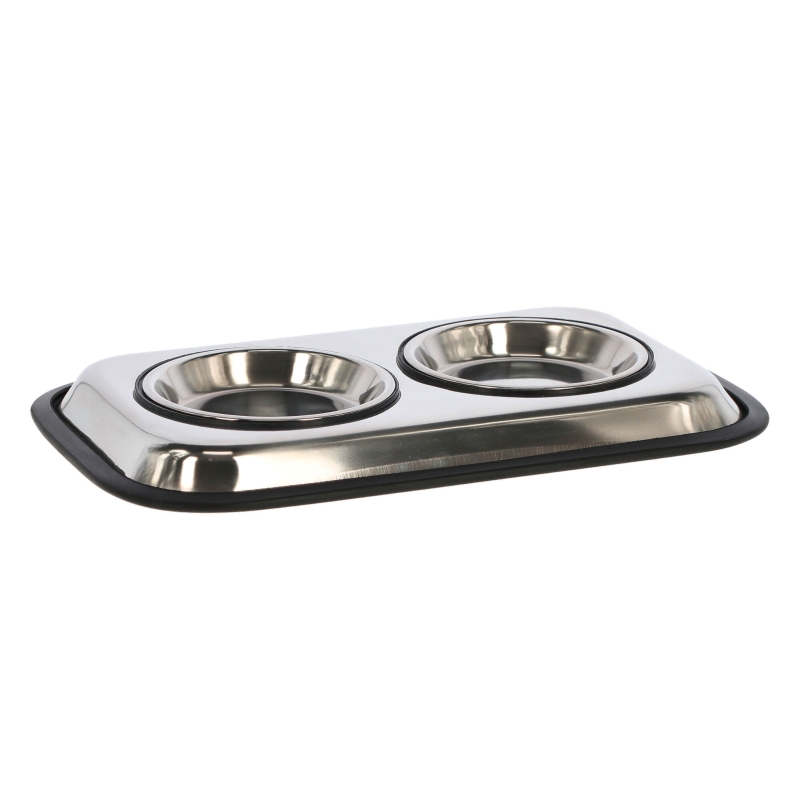 Rvs voerbak Duo 37x23x3cm - 81319