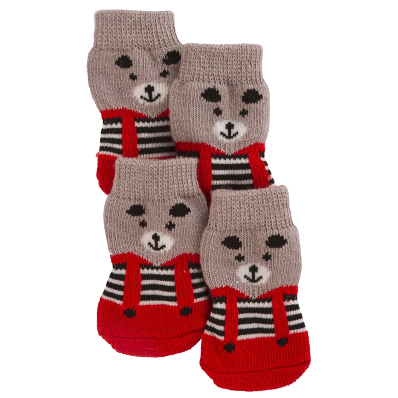 Chaussettes pour chien Bruno gris-rouge, M - 81419