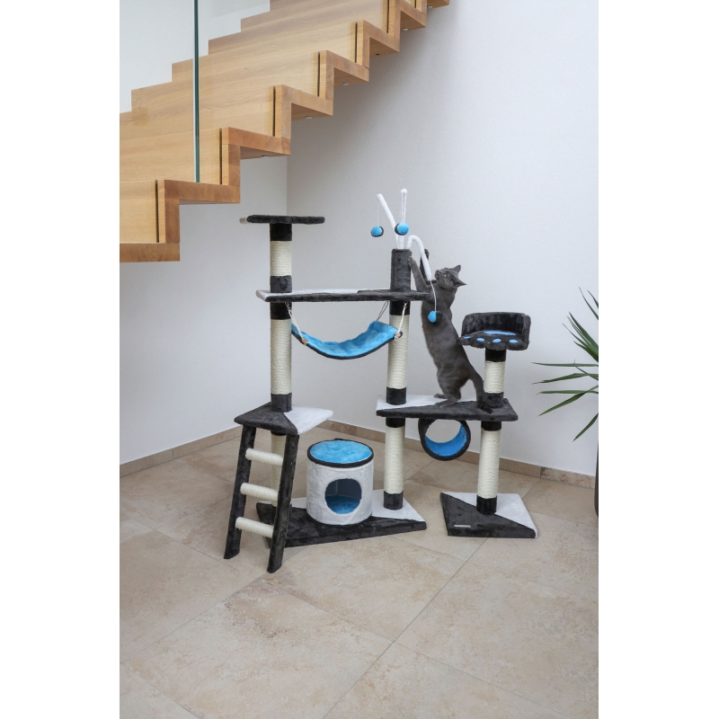 Krabpaal CREATIV, antraciet- blauw-wit, hoogte 150cm - 81505