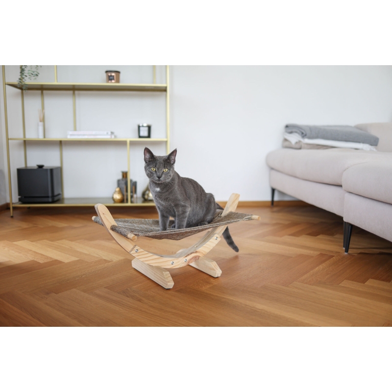 Hangmat SIESTA 2.0, bruin met houten onderstel, 61x37x29cm - 81559