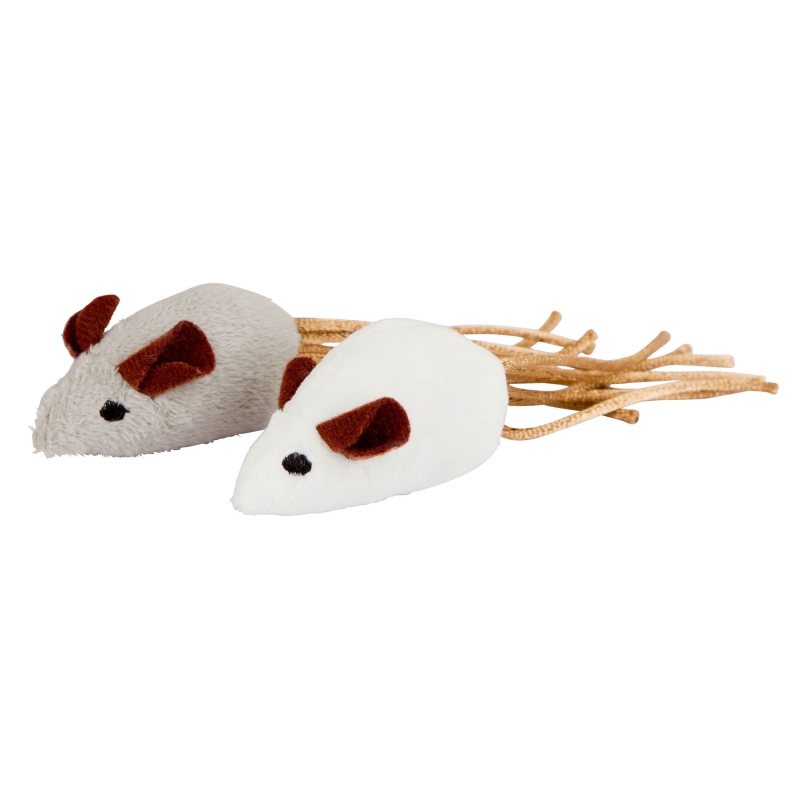 Souris avec CatNip 7 x 4 cm, grise et blanche - 81648